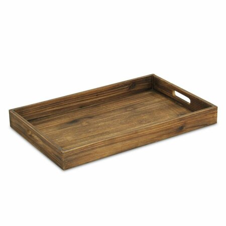 TARIFA 2 x 18.75 x 11.75 in. Minimalist Dark Brown Wooden Tray TA3657701